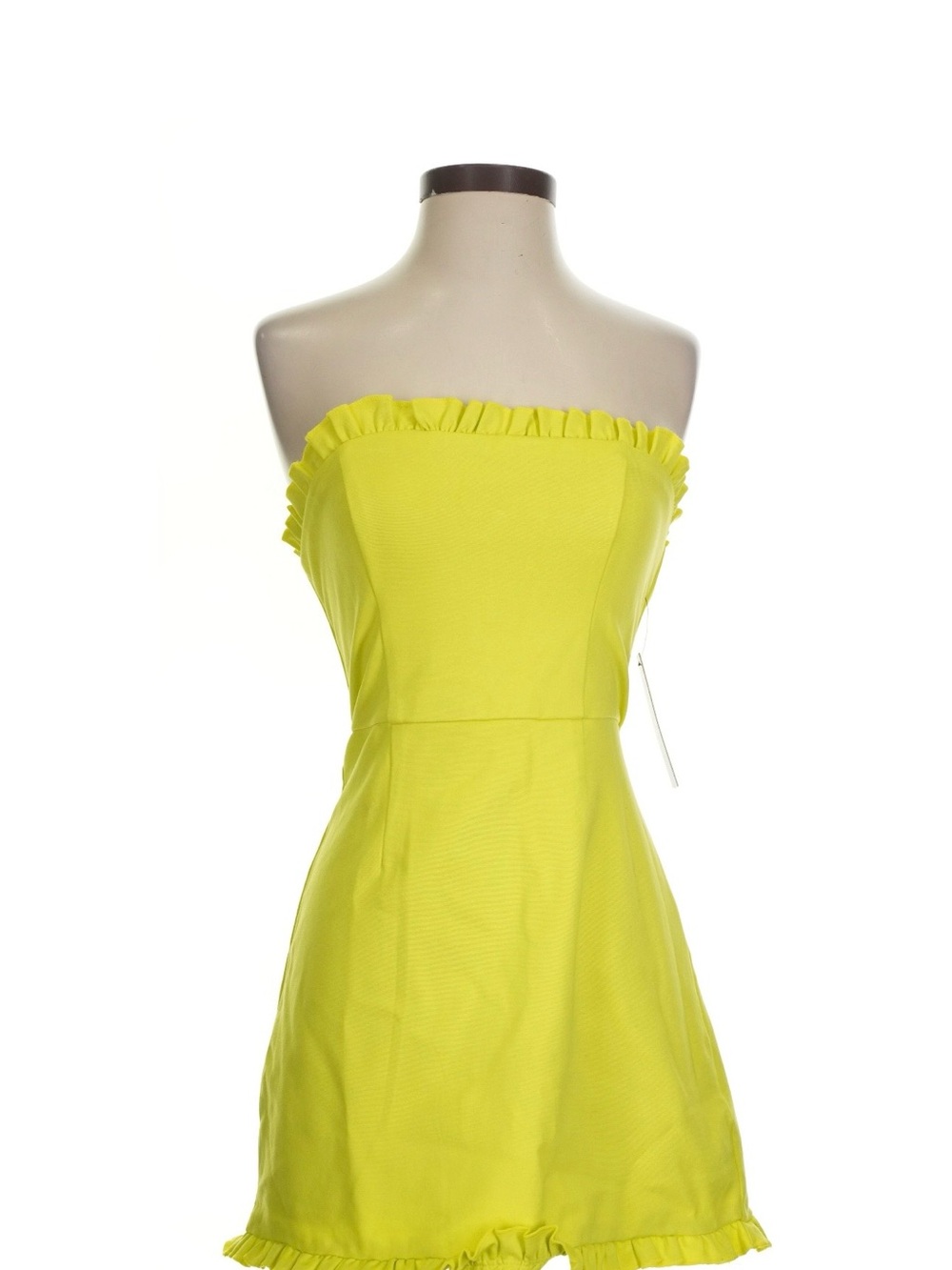 Lulu's Strapless Ruffle Trim Lime Dress